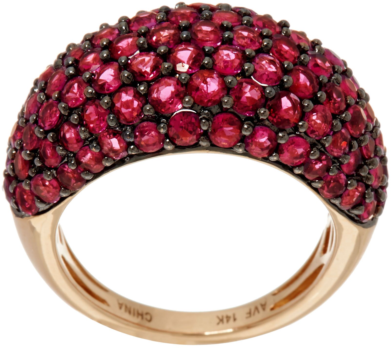 Pave' Thai Ruby Wide Domed Ring 14K Gold 4.50 cttw - QVC.com