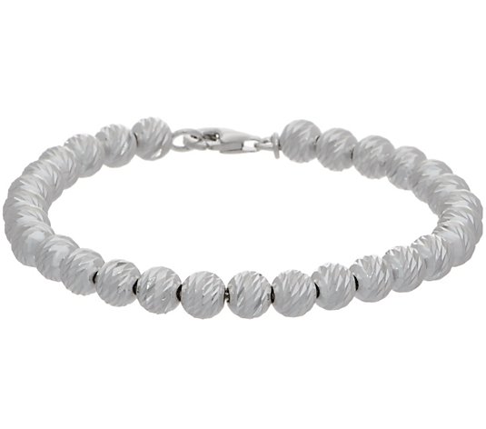 Multi-line  Polish Silver Large Bead Cuff Bracelet #6