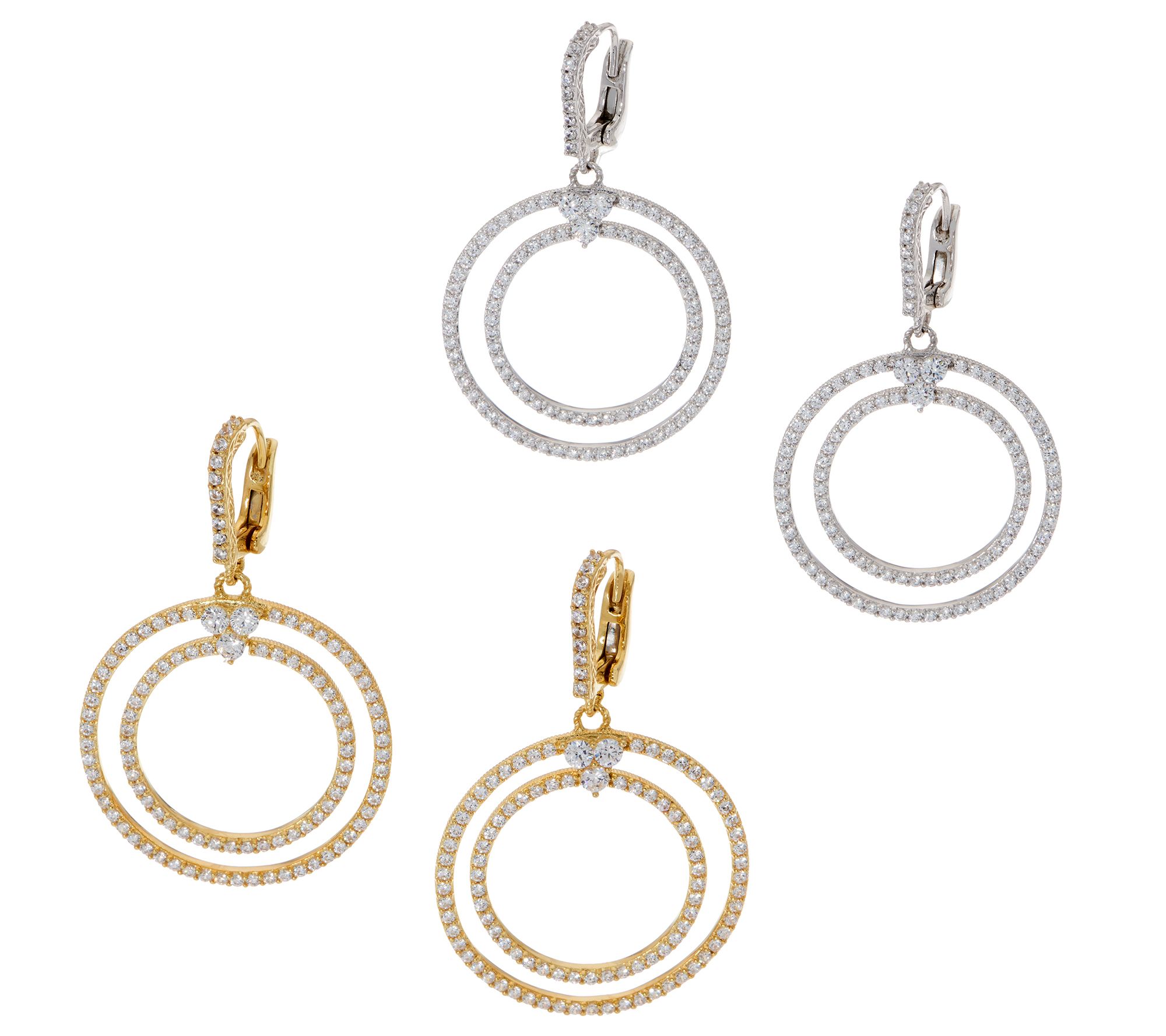 Judith Ripka Sterling Silver or 14K Clad Diamonique Earrings - QVC.com