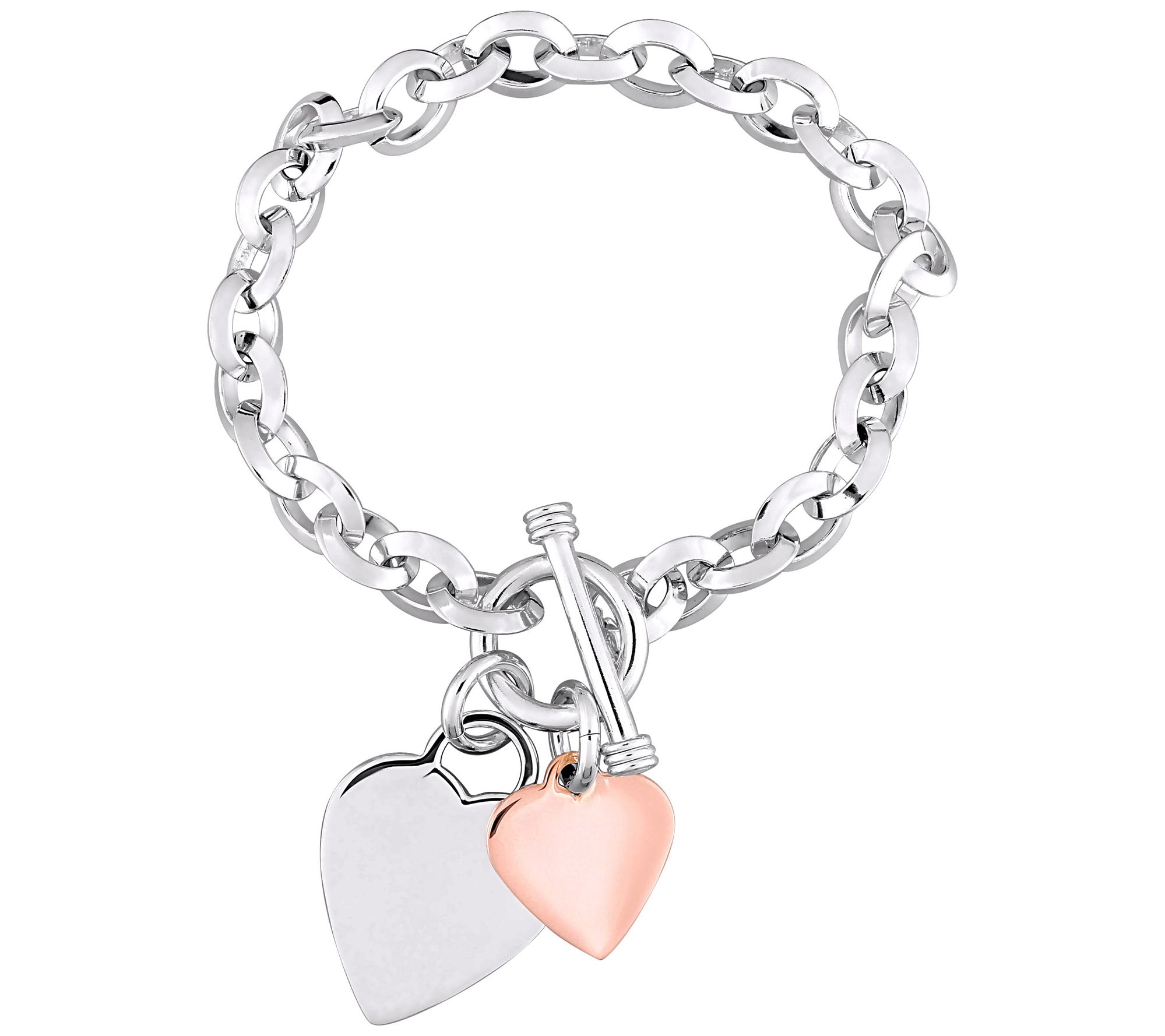 White Gold Finish Heart Charm Bracelet