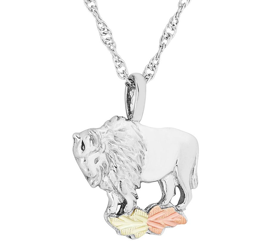 Black Hills Buffalo Pendant with Chain Sterling, 12K Gold