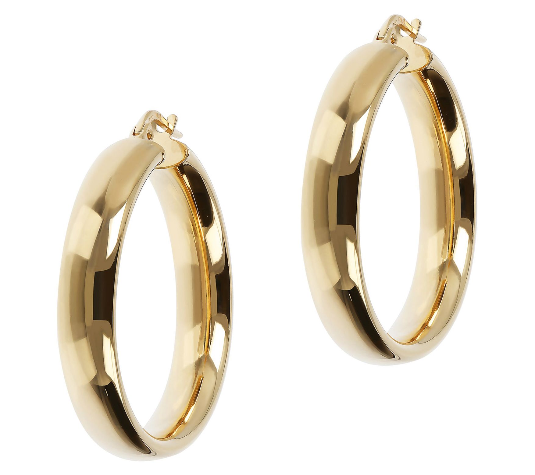 Veronese 18K Clad 1-1/4" Round Hoop Earrings