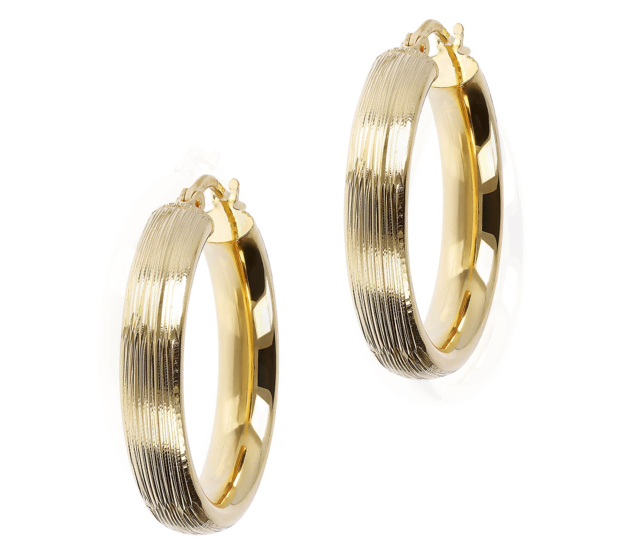Veronese 18K Clad 1-1/4" Round Hoop Earrings