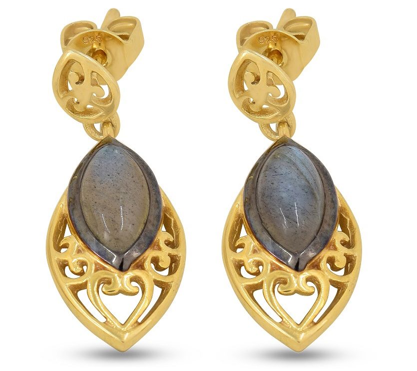 14K Gold Plated Sterling Silver Labradorite Dan gle Earrings