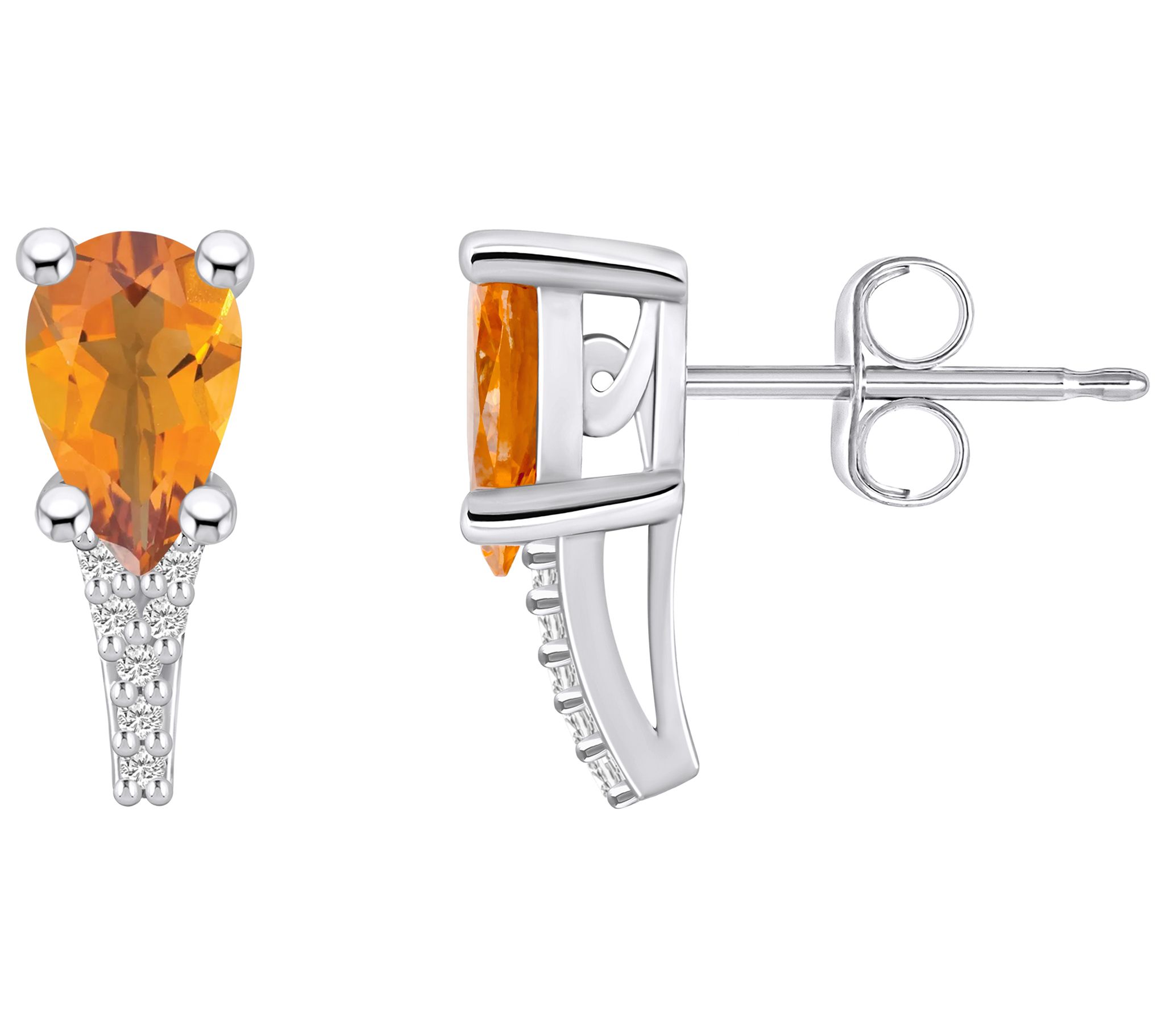 Affinity Gems Pear Gemstone & Diamond Earrings,14K White Gold