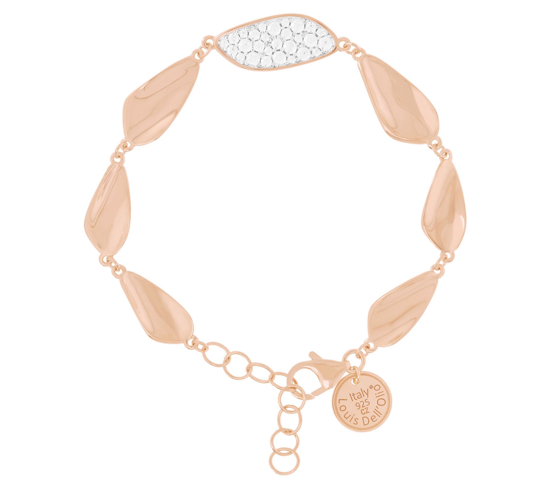 Louis Dell'Olio Sterling Silver Pave & Polishe d Leaf Bracelet