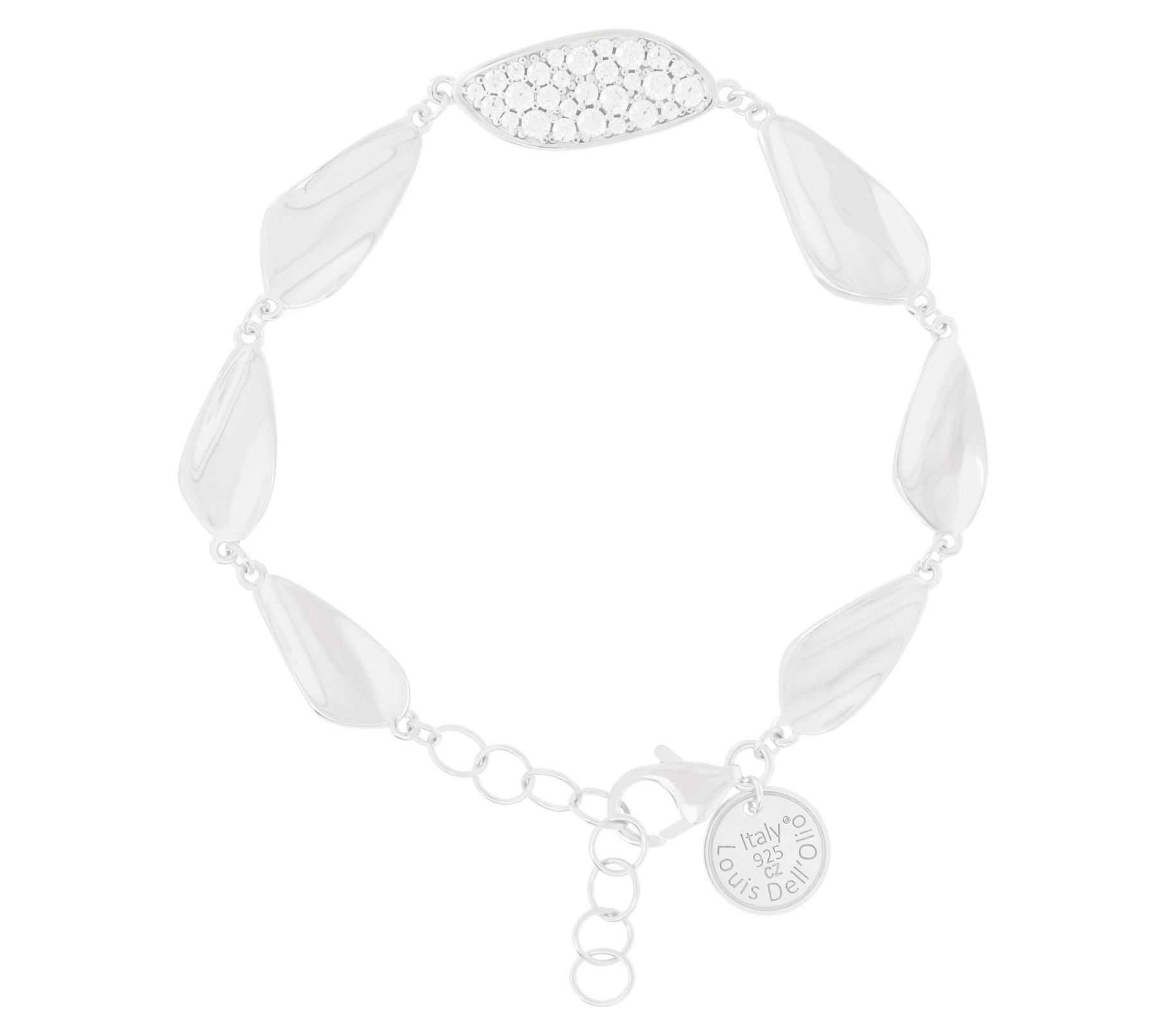Louis Dell'Olio Sterling Silver Pave & Polishe d Leaf Bracelet