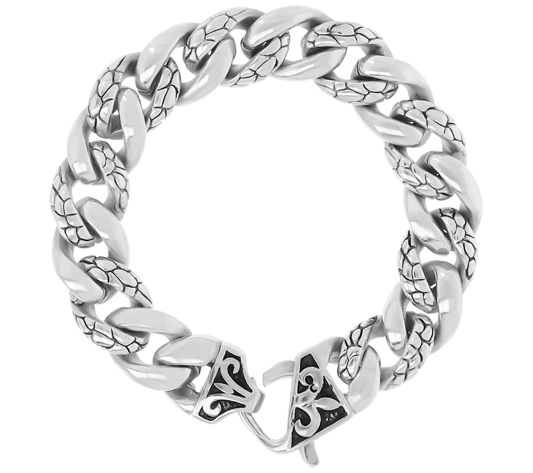 Mistero for Him Textured Curb Link Bracelet