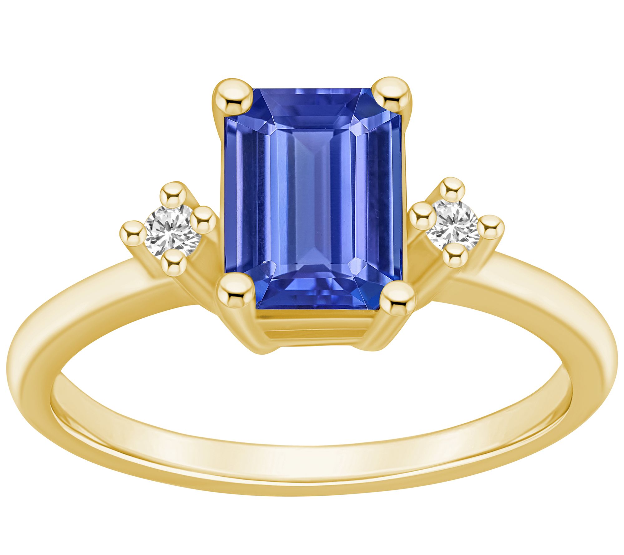 Affinity Gems Emerald-Cut Tanzanite & Diamond Ring, 14K Gold
