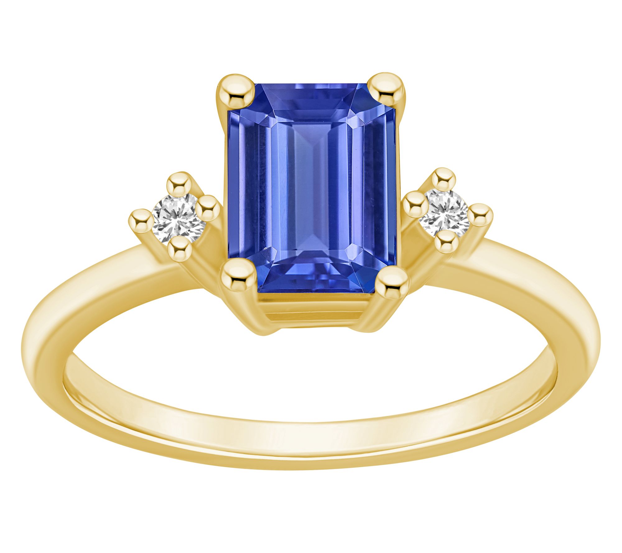 Affinity Gems Emerald-Cut Tanzanite & Diamond Ring, 14K Gold