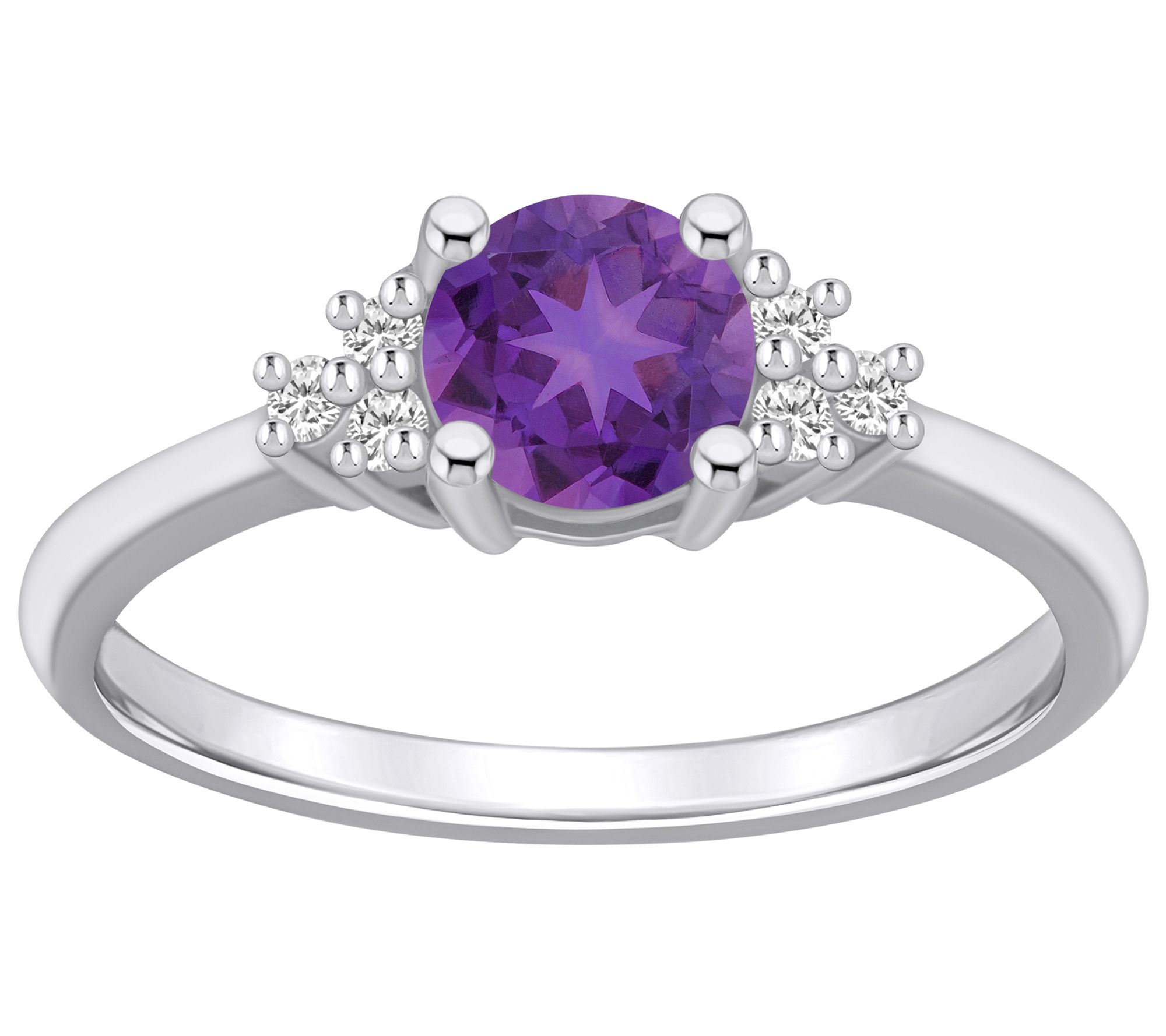 Affinity Gems Round Gemstone & Diamond Ring, 14K White Gold