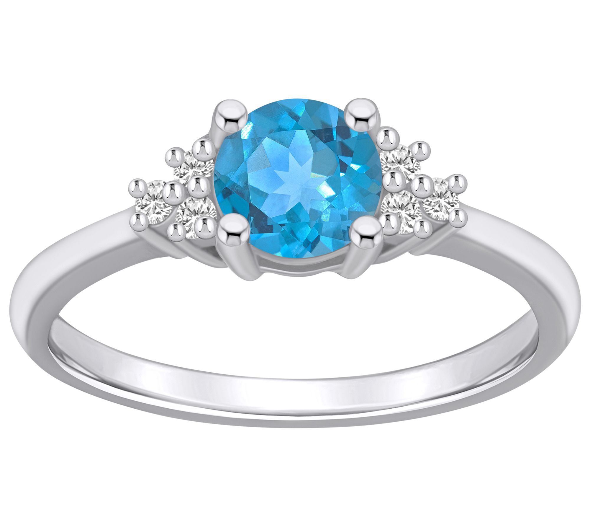 Affinity Gems Round Gemstone & Diamond Ring, 14K White Gold