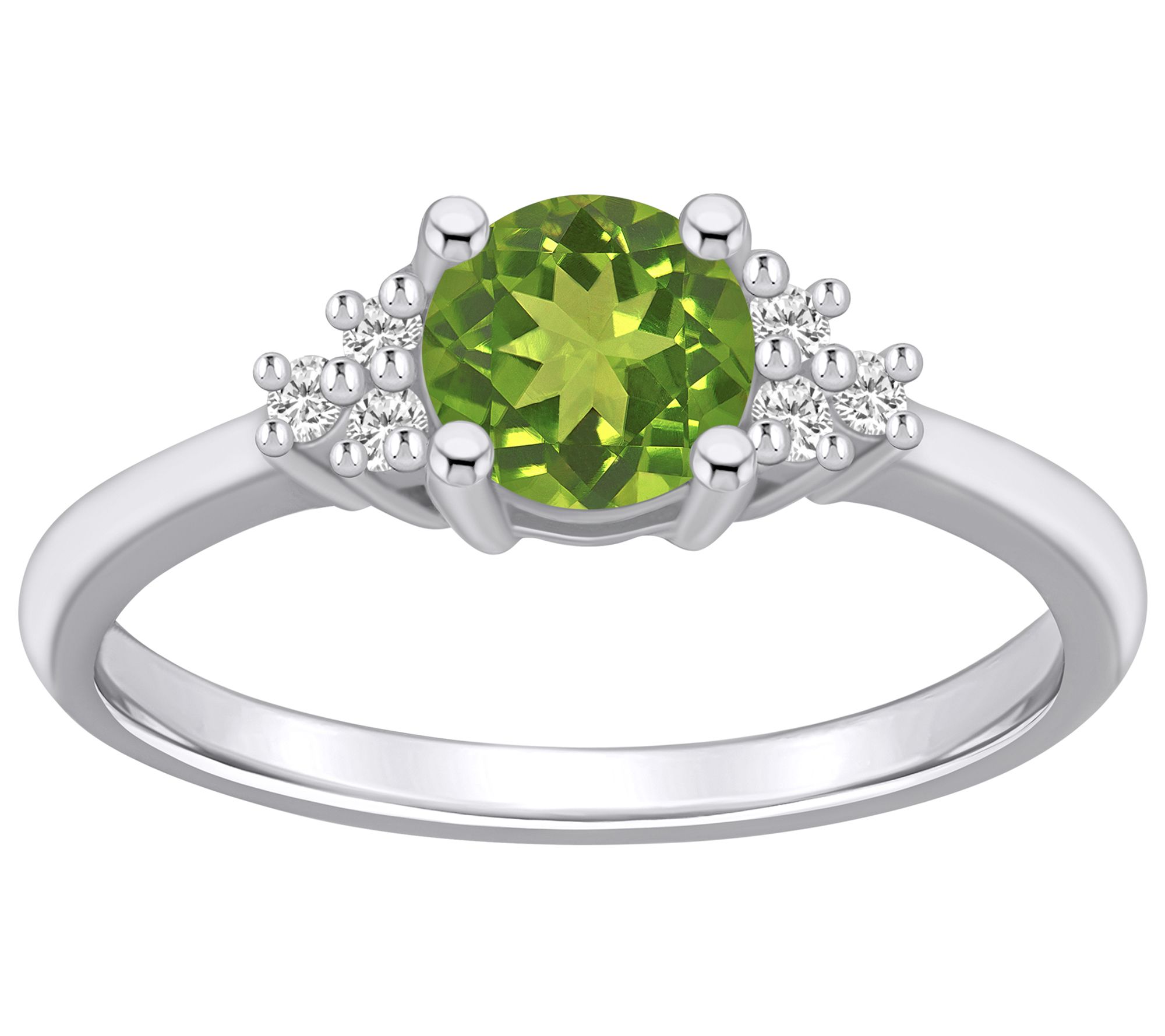 Affinity Gems Round Gemstone & Diamond Ring, 14K White Gold