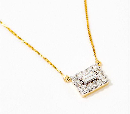 Affinity Diamonds Petite Baguette Solitare Necklace, 14K