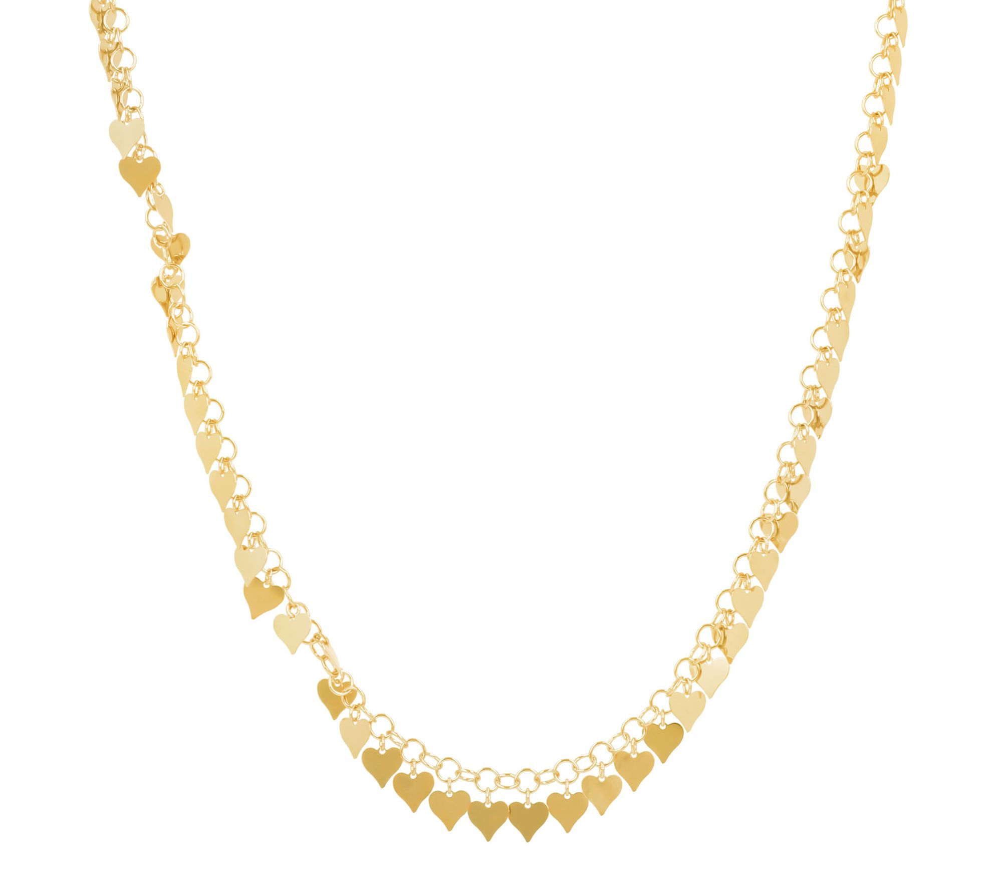 Veronese 18K Gold Plated Heart Adjustable Necklace, 5.4g