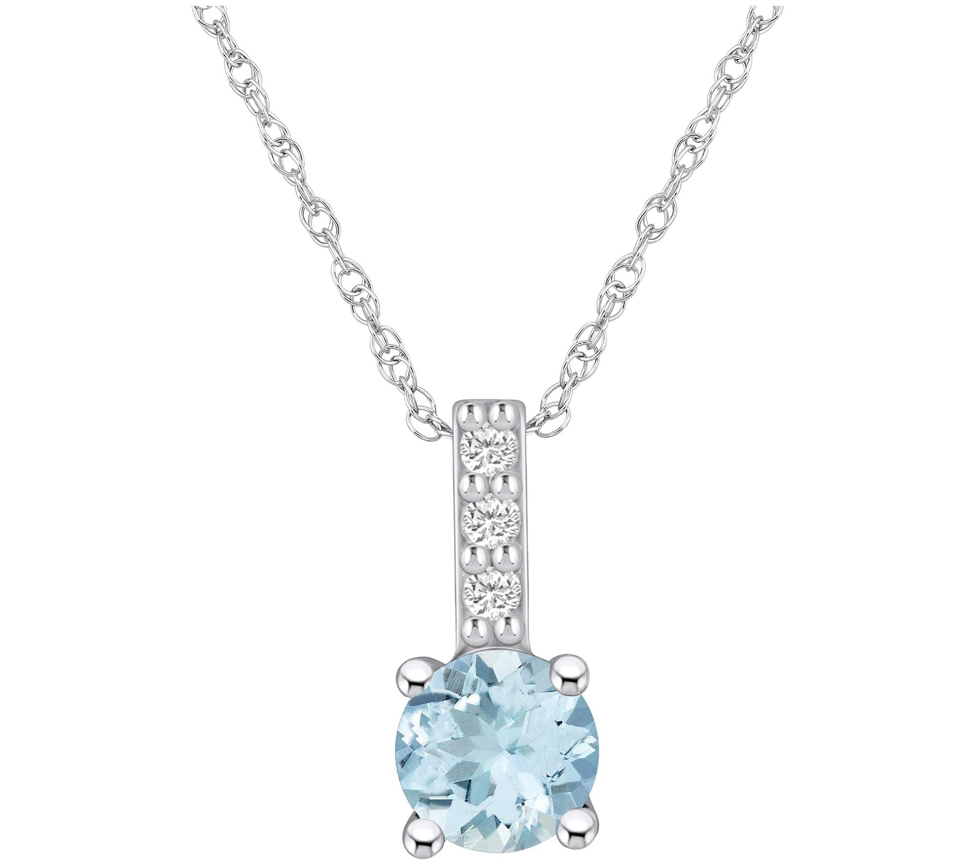 Affinity Gems Round Gemstone & Diamond Pendant w/ Chain, 14K