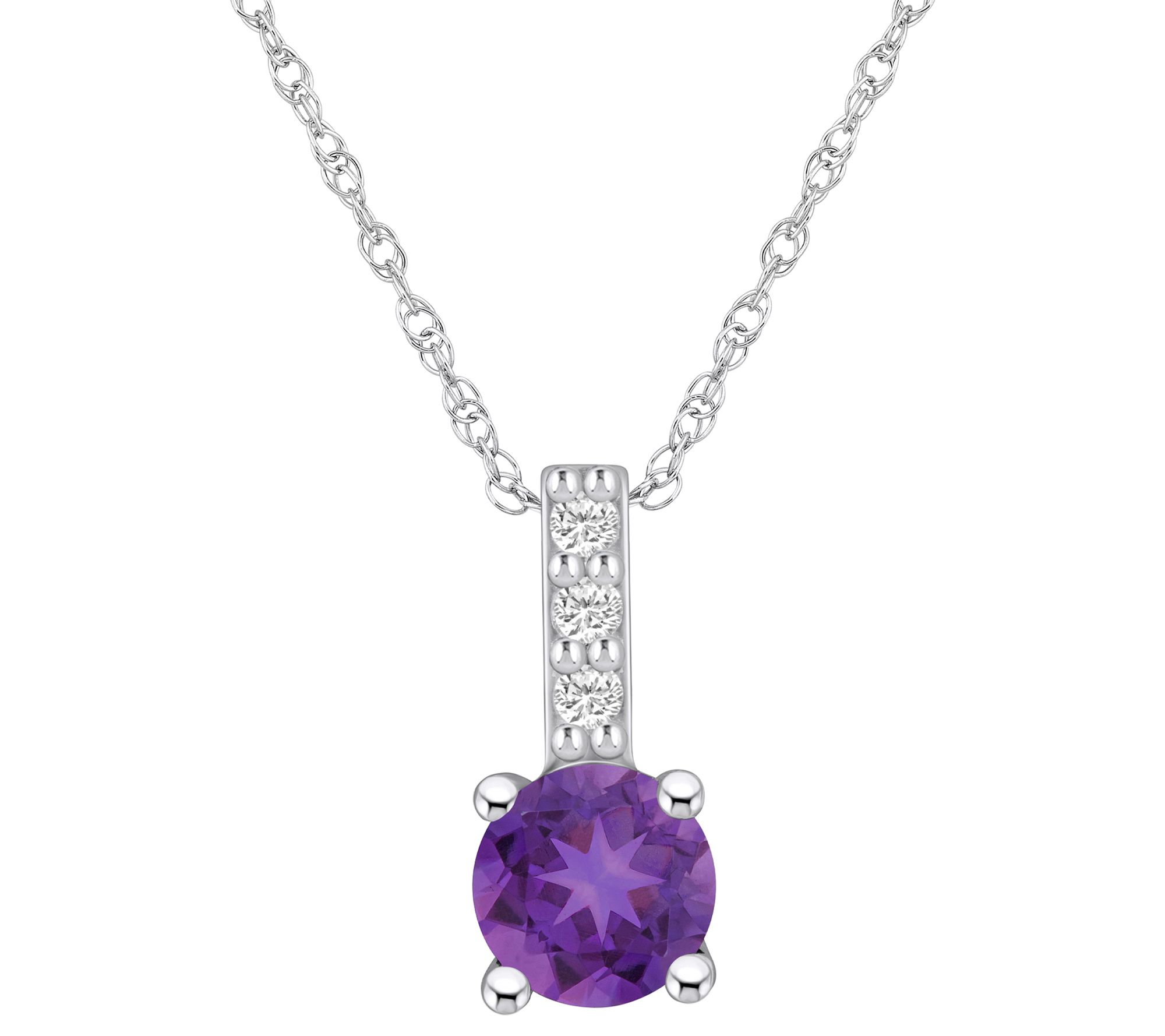 Affinity Gems Round Gemstone & Diamond Pendant w/ Chain, 14K