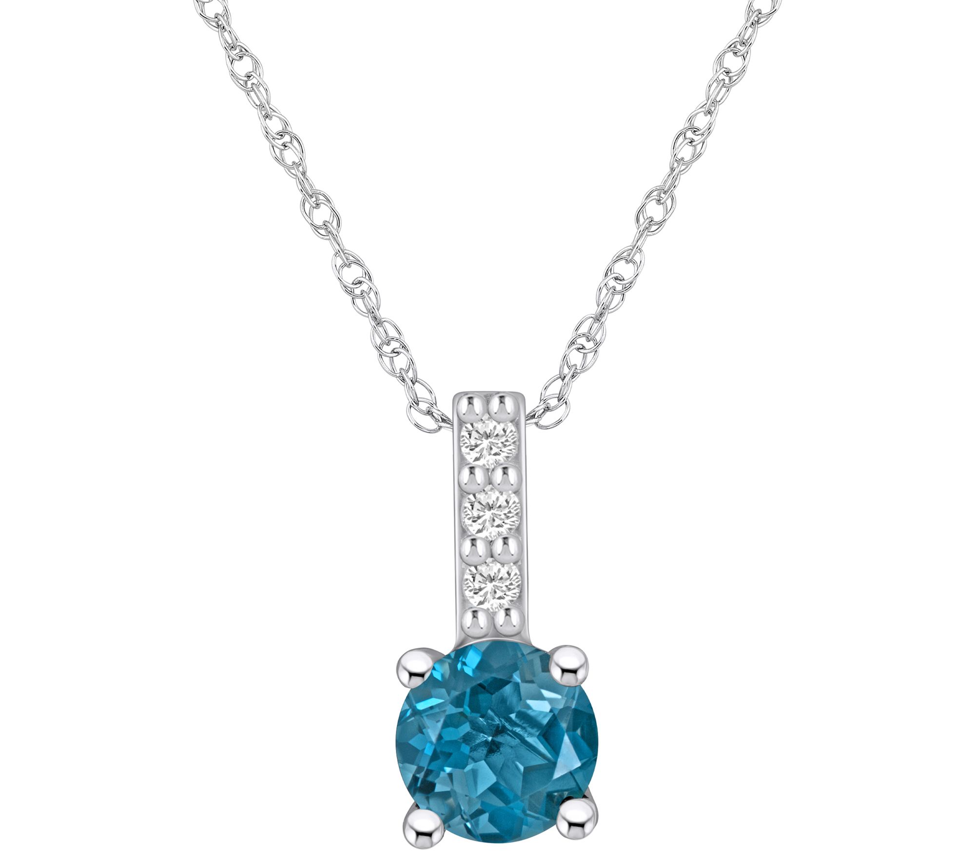 Affinity Gems Round Gemstone & Diamond Pendant w/ Chain, 14K