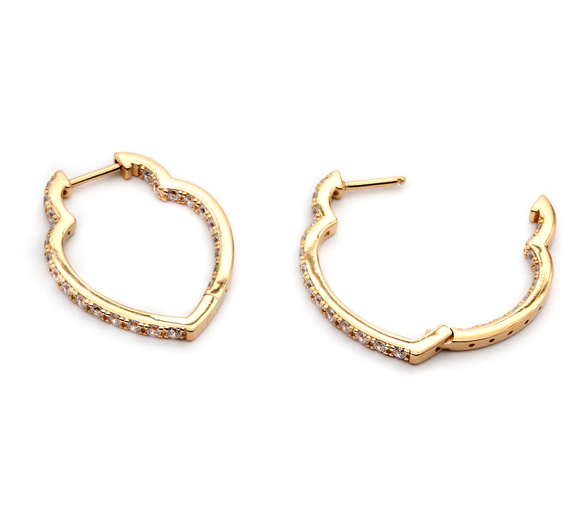 Diamonique 2.00 cttw Pave Hinged Hoop Earrings,Sterling