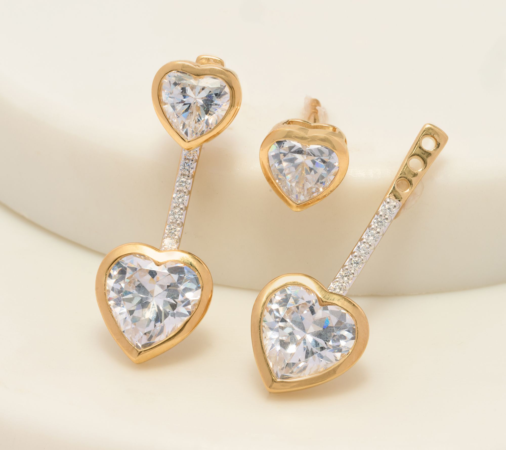 Diamonique x Jennifer Miller Convertible Heart Drop Earrings, Sterl