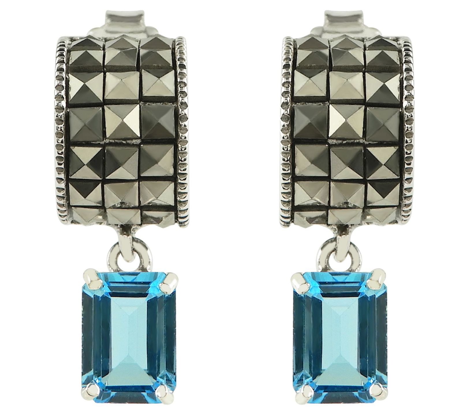 Suspicion Sterling Gemstone & Marcasite Hoop Earrings