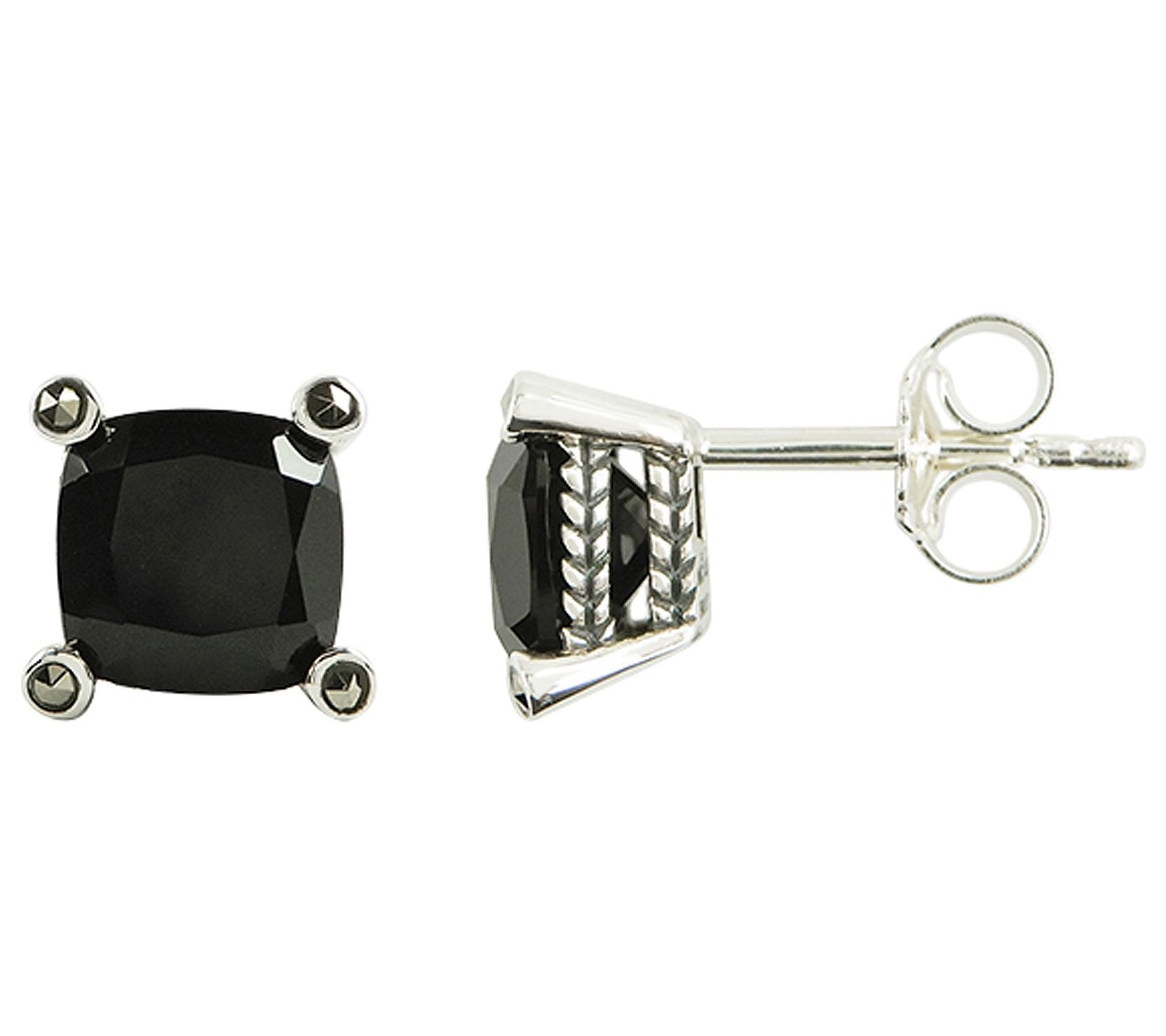 Suspicion Sterling Silver Onyx & Marcasite StudEarrings
