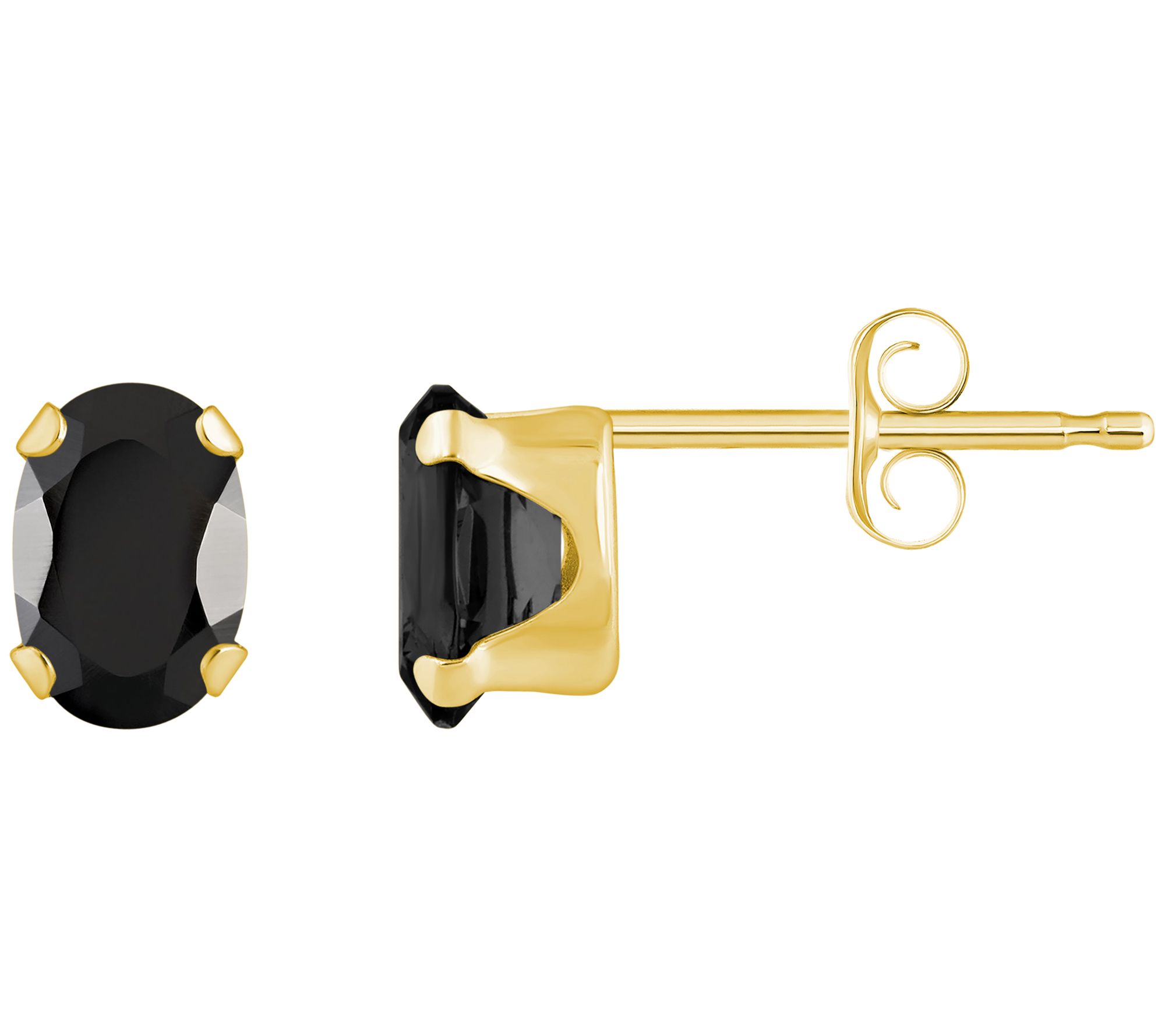 Affinity Gems Oval Onyx Stud Earrings, 10K Gold