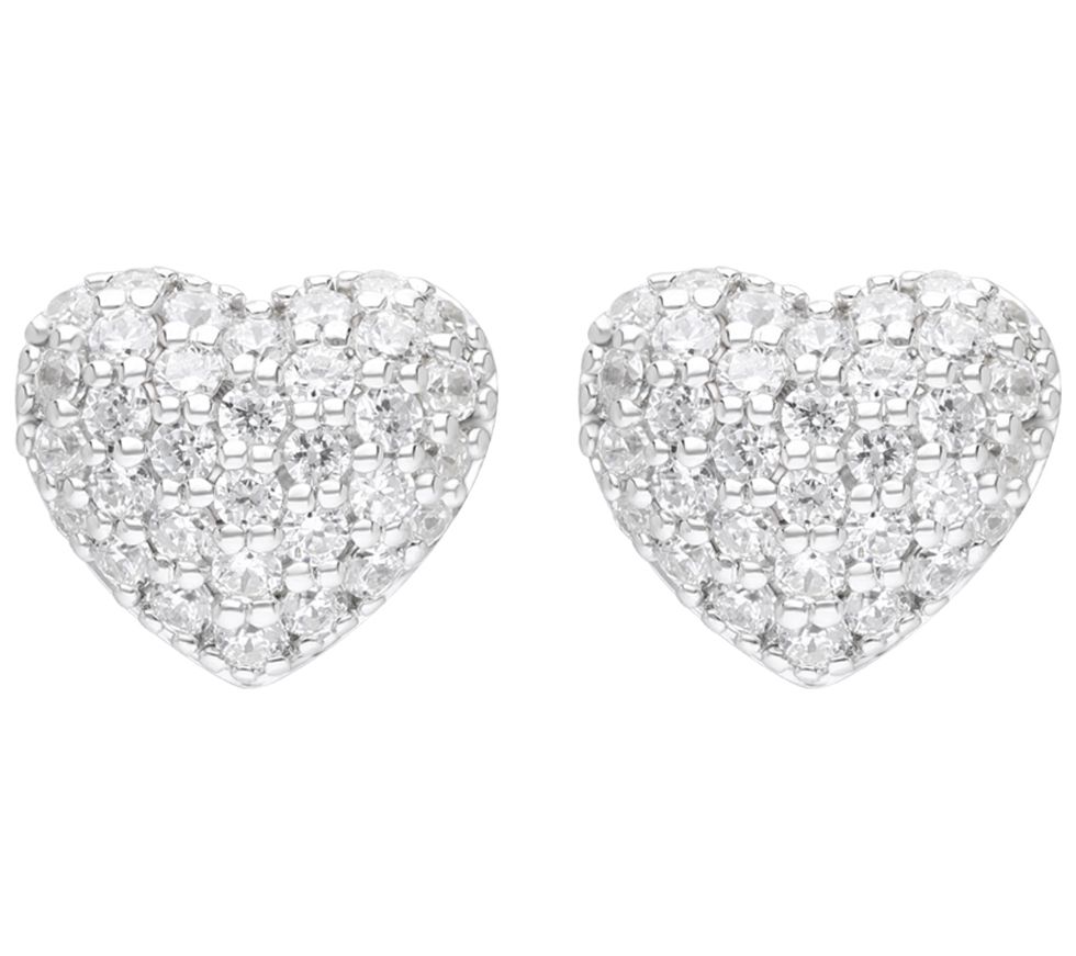 Ariva Sterling Silver Diamonique Heart Stud Earrings - QVC.com