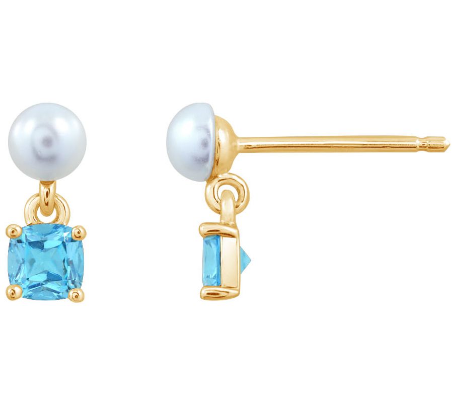 Diamonique Birthstone Stud Earrings, 14K Gold Pated
