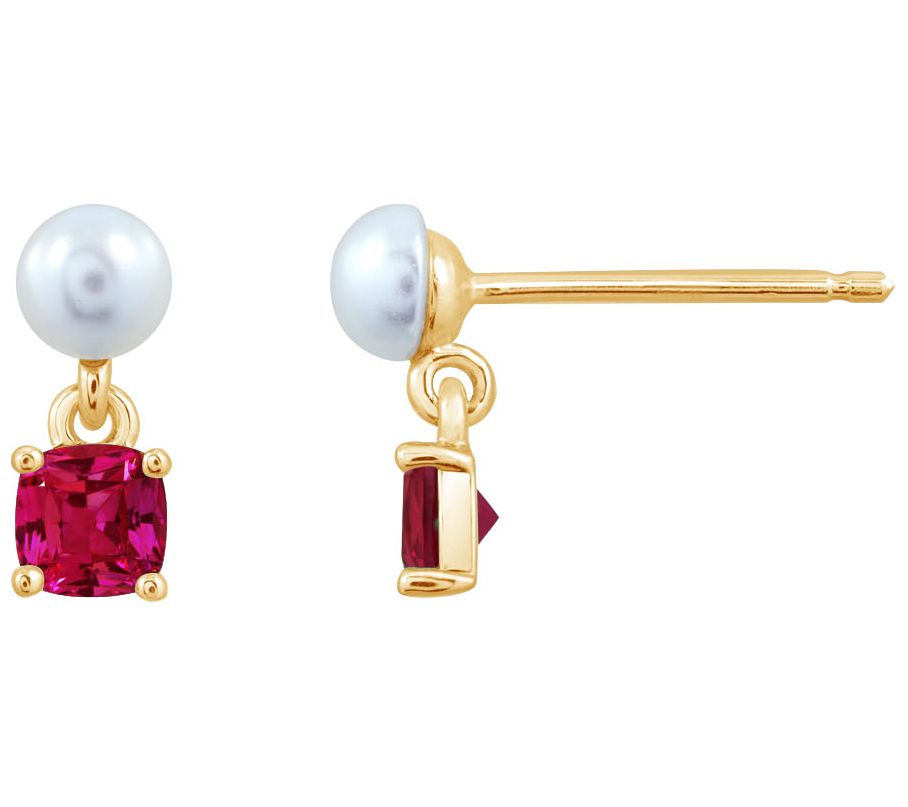 Diamonique Birthstone Stud Earrings, 14K Gold Pated