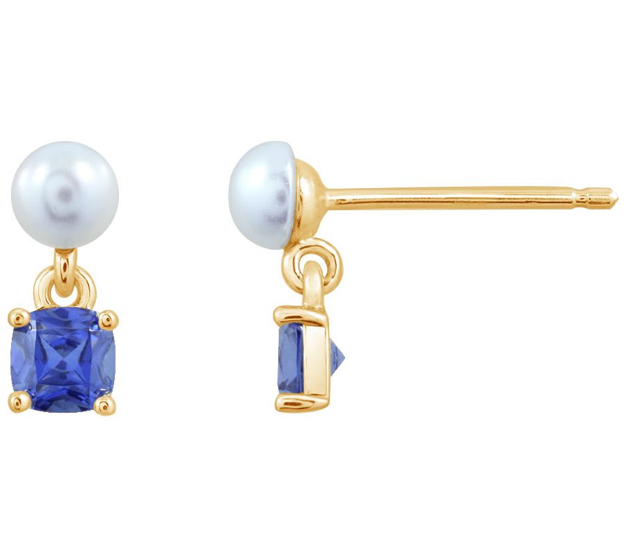 Diamonique Birthstone Stud Earrings, 14K Gold Pated