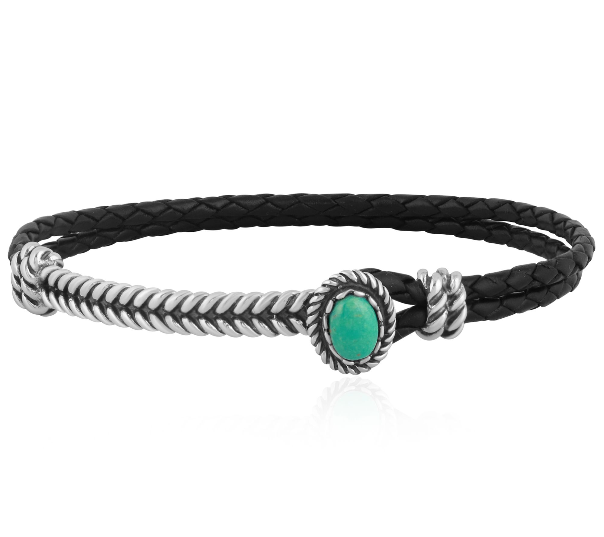 American West Sterling Silver Turquoise LeatherBracelet