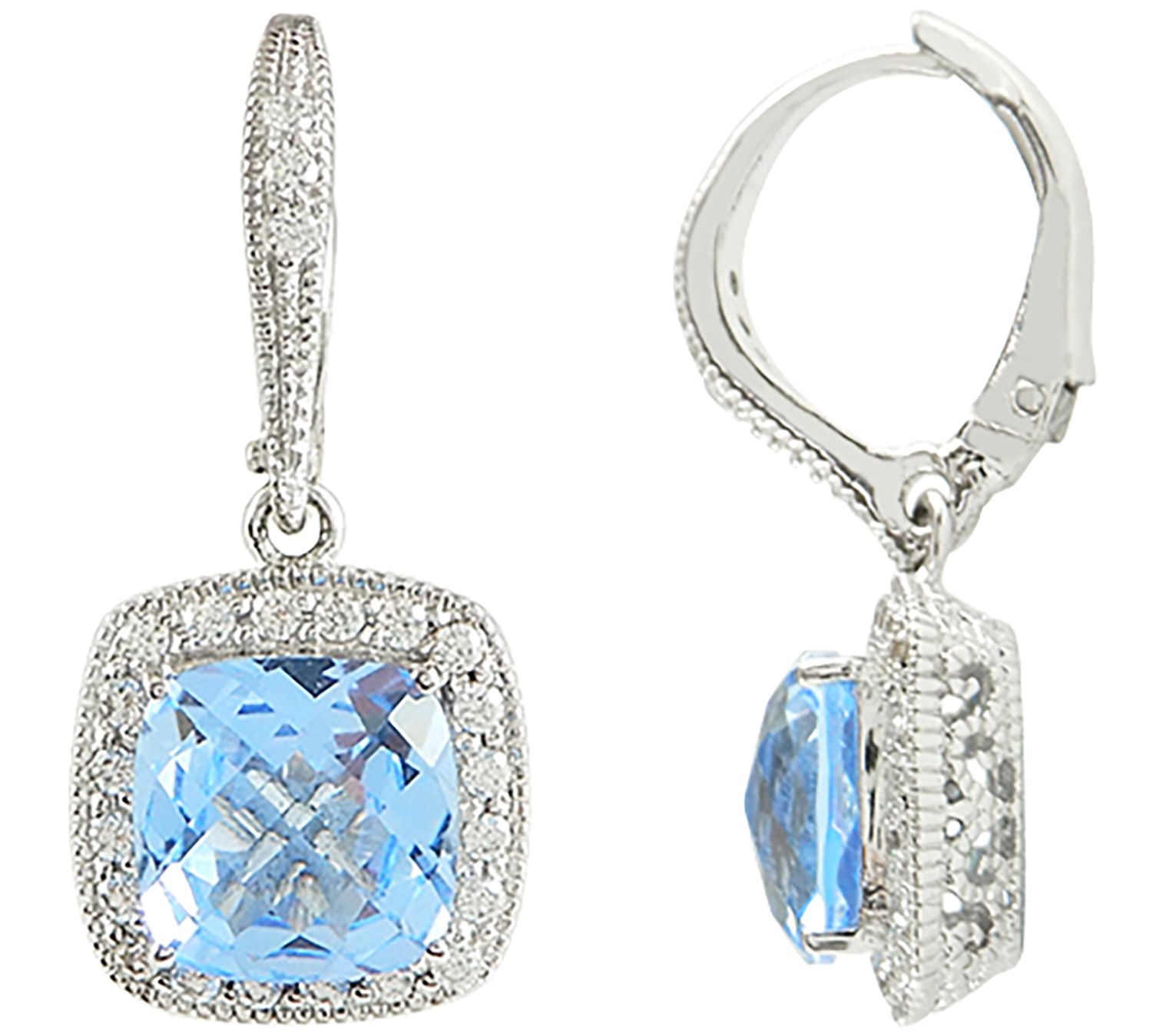 Diamonique Simulated Blue Quartz Earrings, Sterling Silver