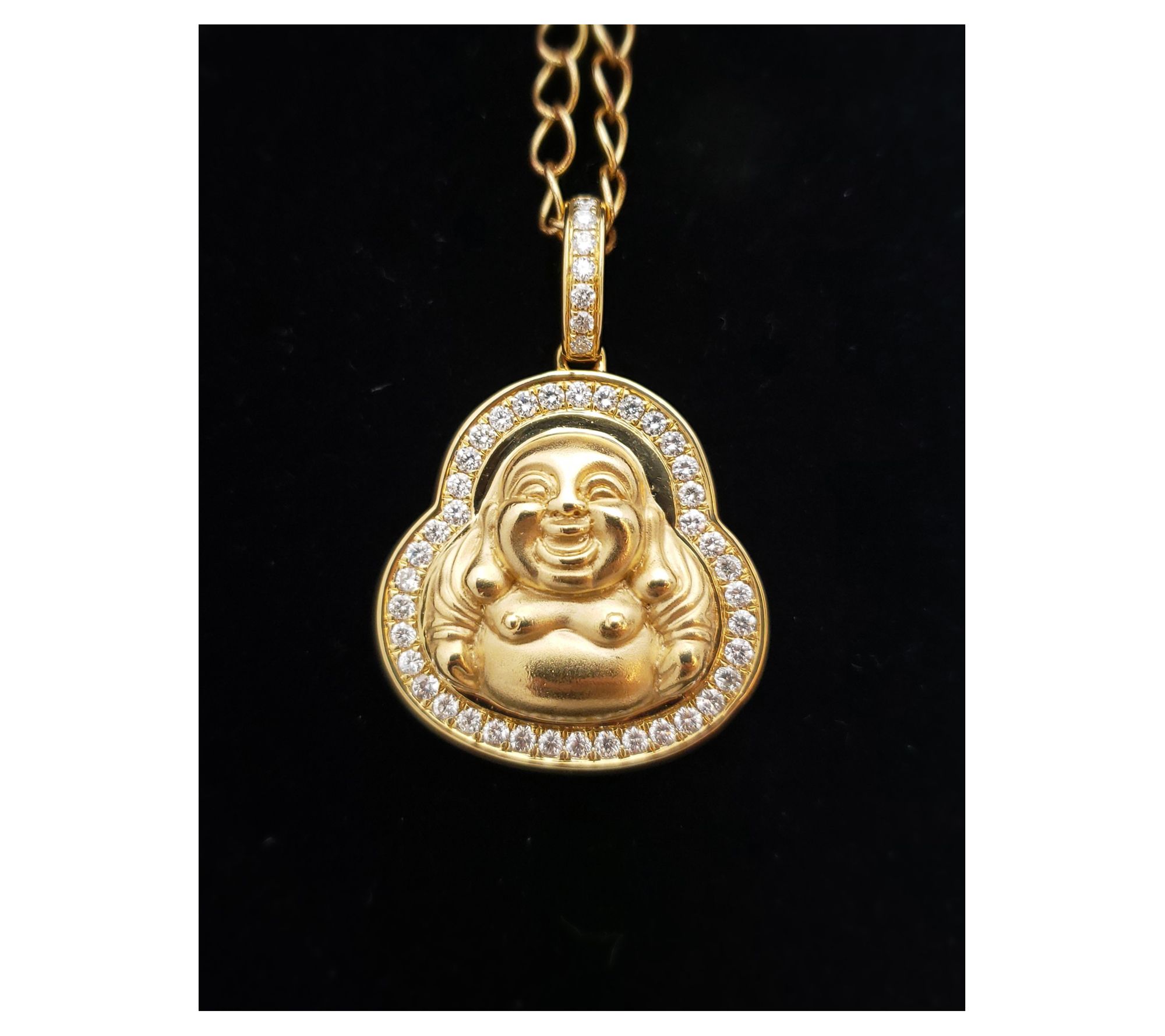 Gold diamond deals buddha pendant