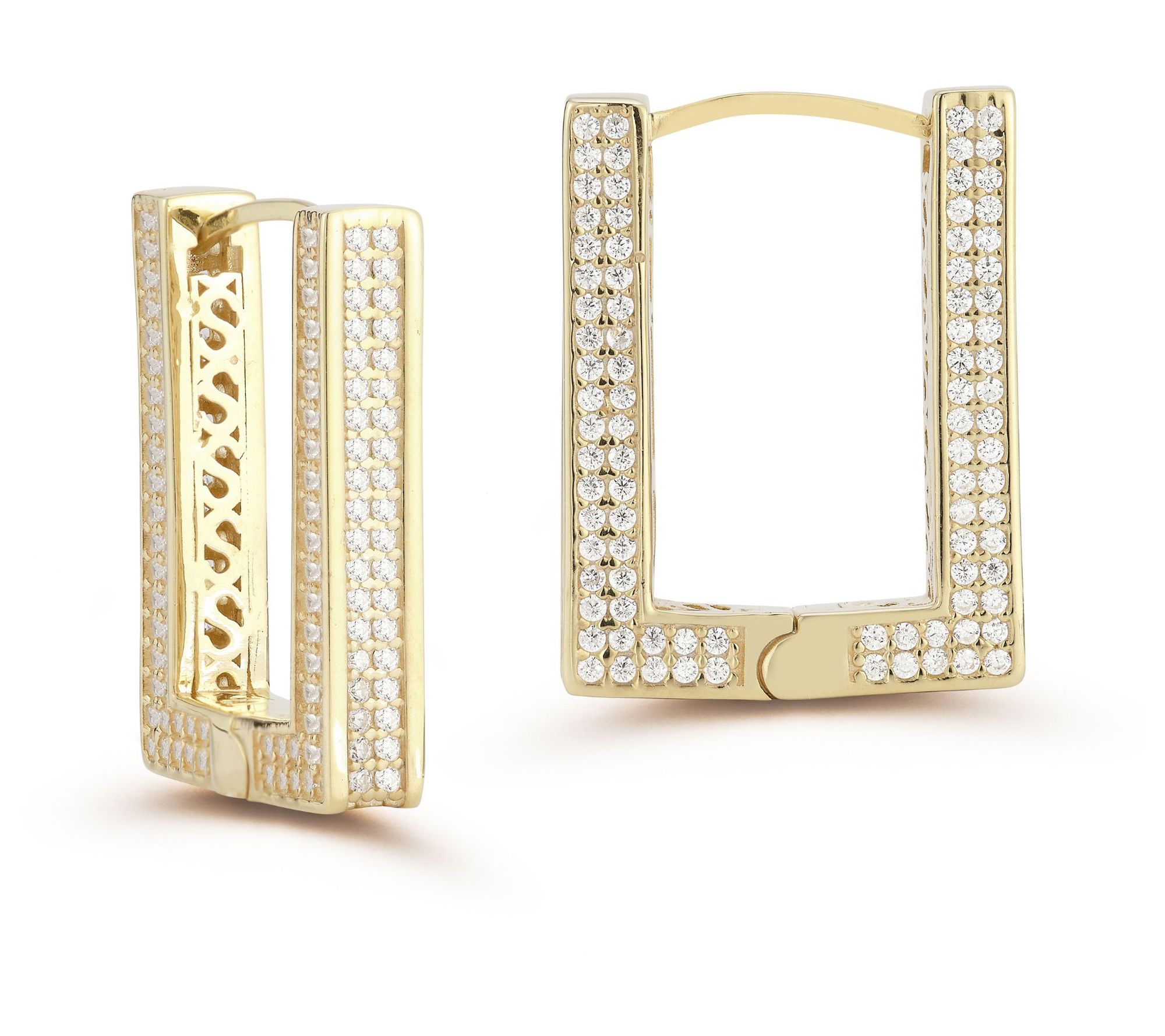 Sterlina Silver 1" Rectangle Huggie Hoop Earrri ngs, Sterling