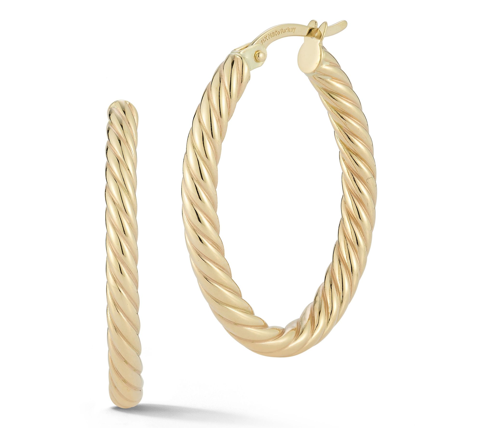 Luminosa Gold 1-1/8" Oval Twist Hoop Earrings,4K