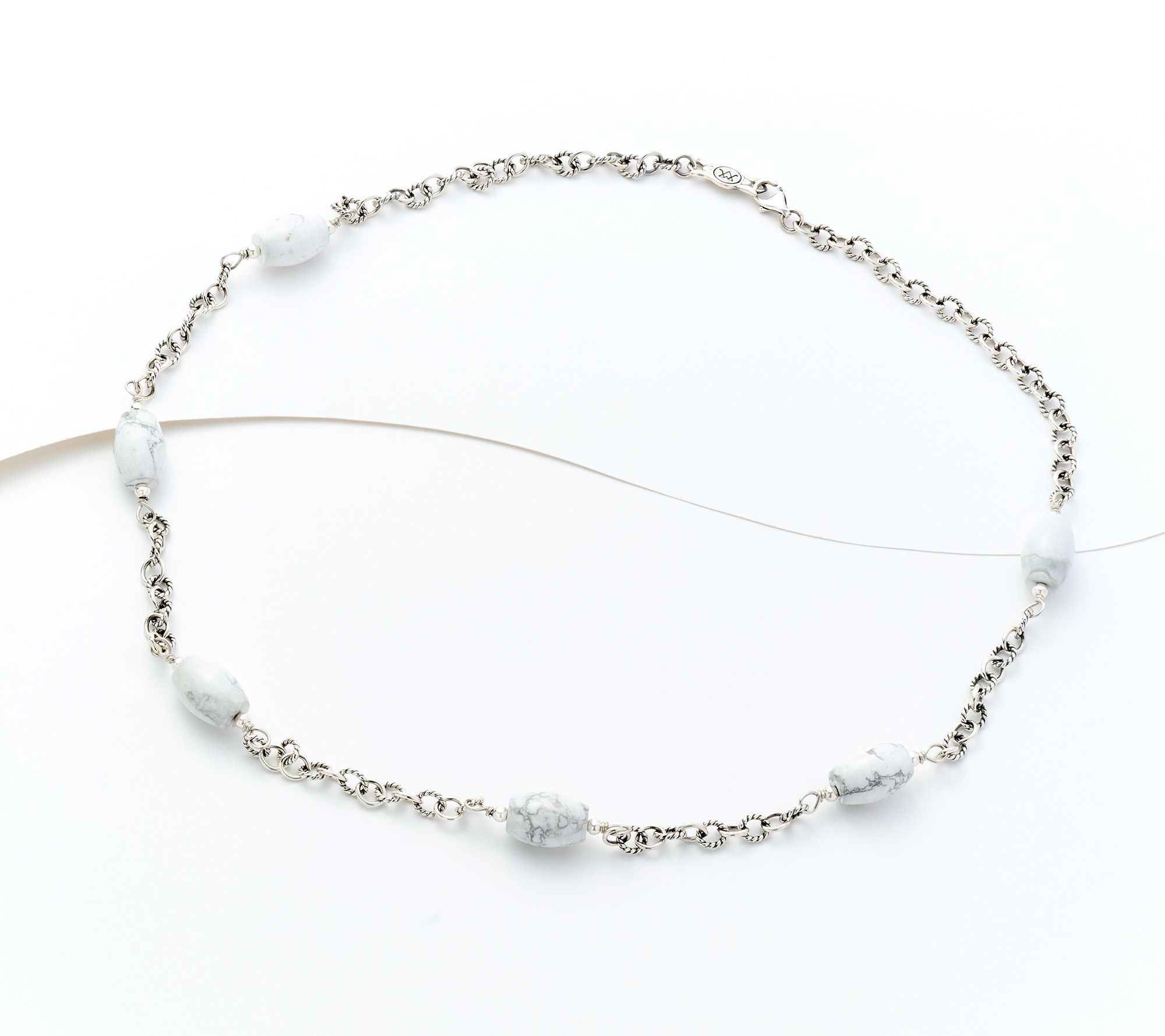American West Sterling Silver Oval Bead & Chain 24" Necklace
