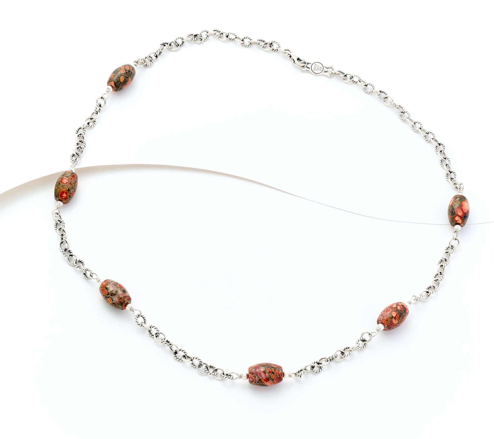American West Sterling Silver Oval Bead & Chain 24" Necklace