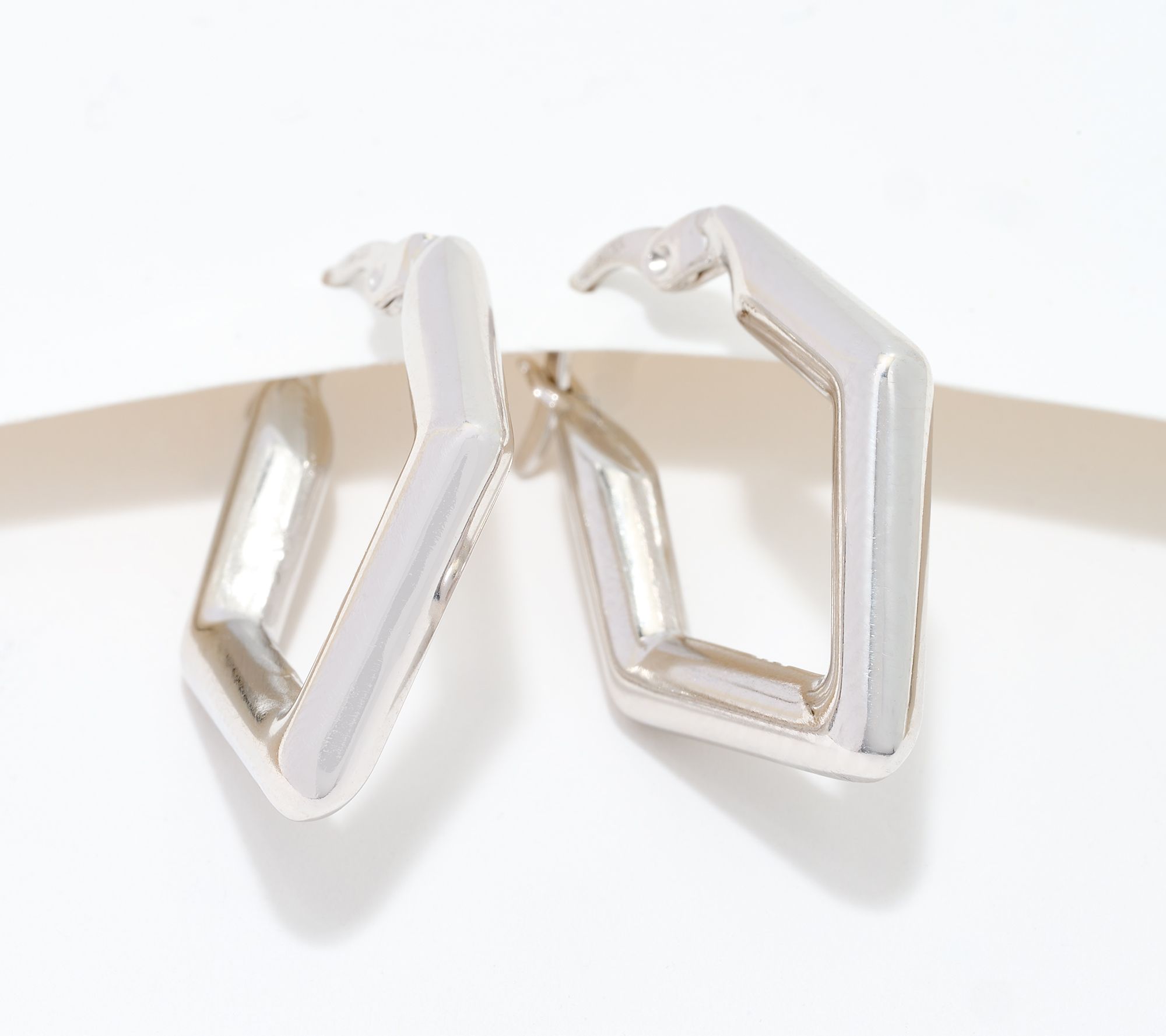 "As Is" Adorna 14K Gold Geometric Hoop Earrings, 2g