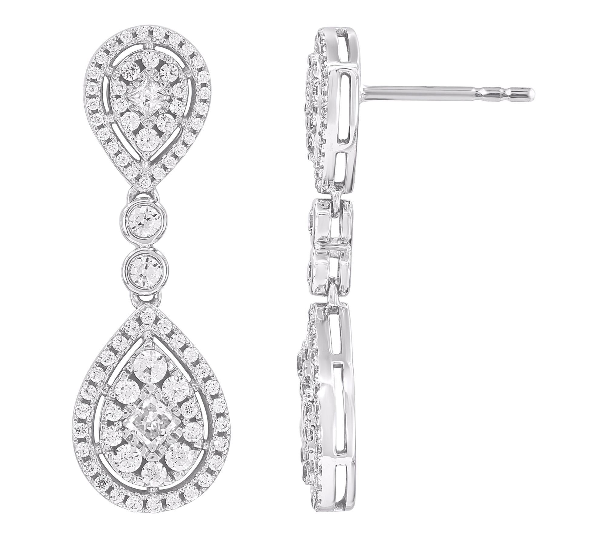 Affinity Diamomd 1.50 cttw Dangle Earrings, 14K White Gold