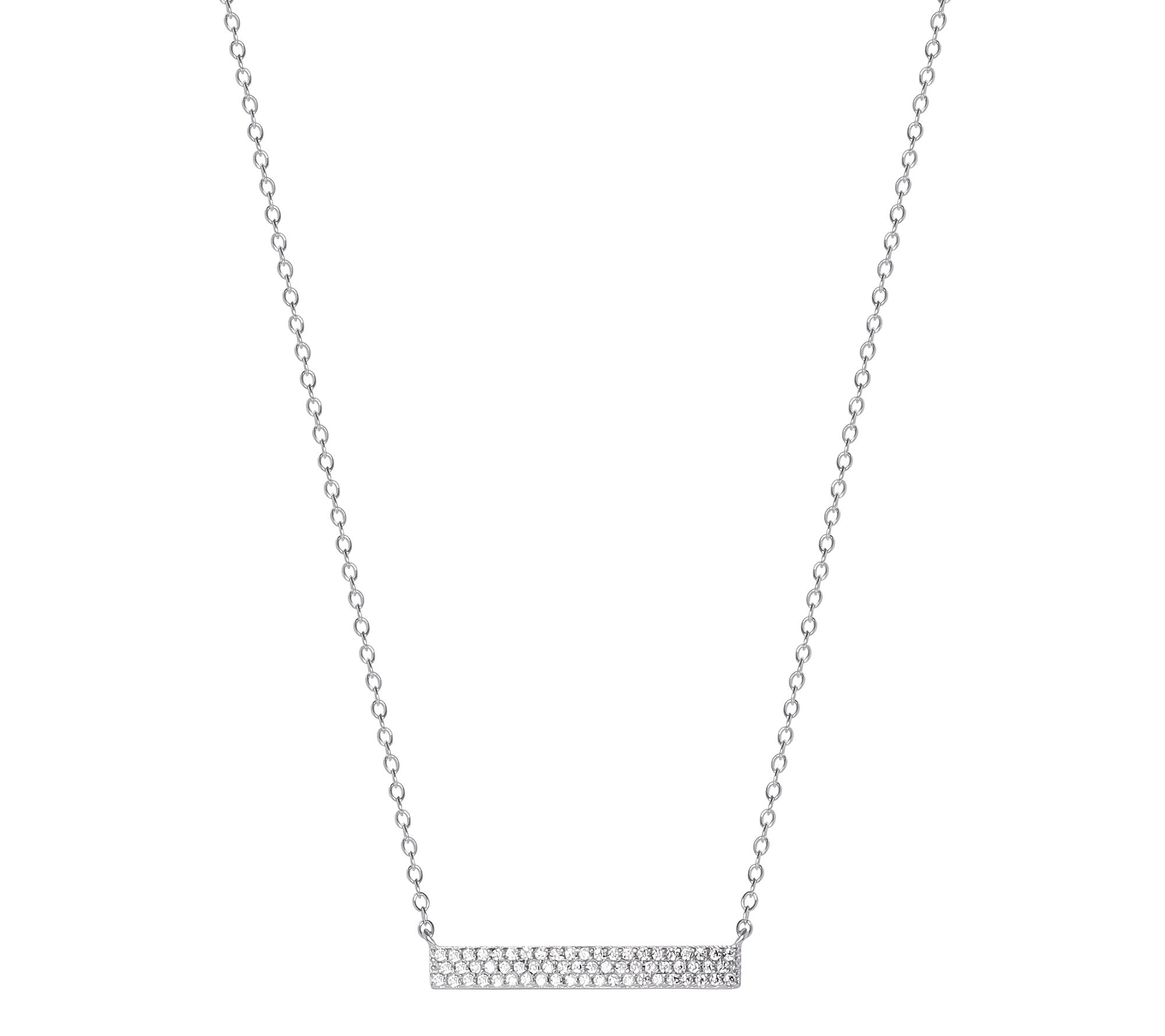 Diamonique Pave Bar Station Necklace, SterlingSilver