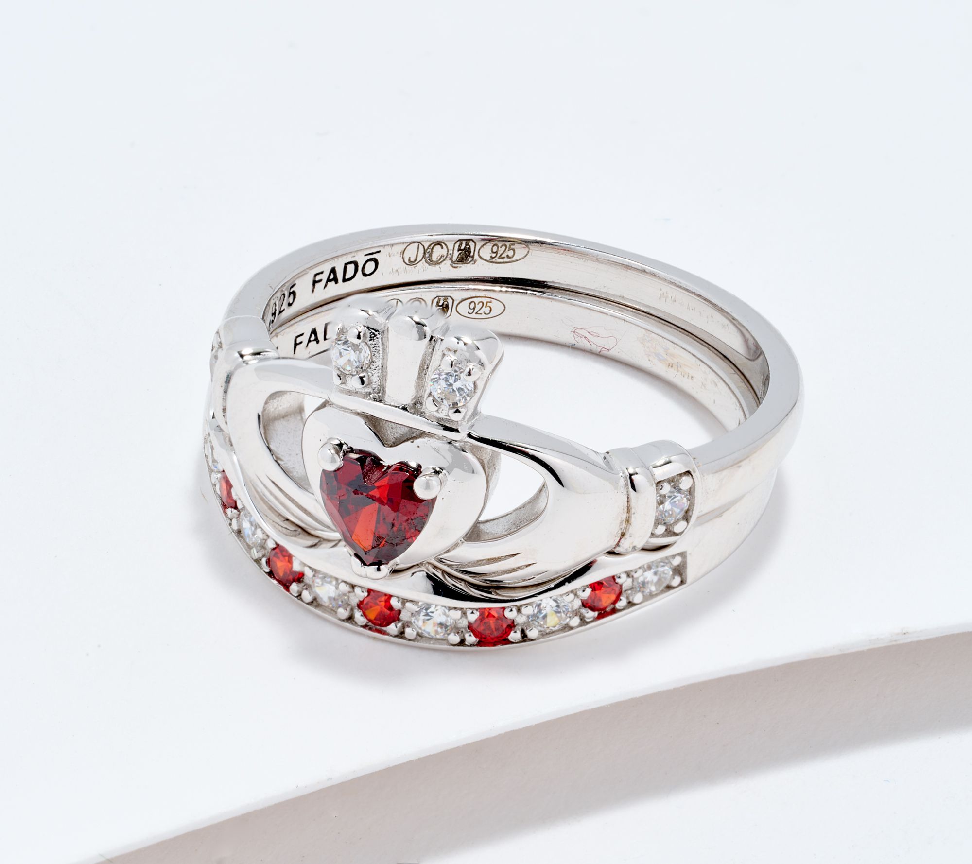 "As Is" Fado Sterling Silver Claddagh Ring and Matching Band