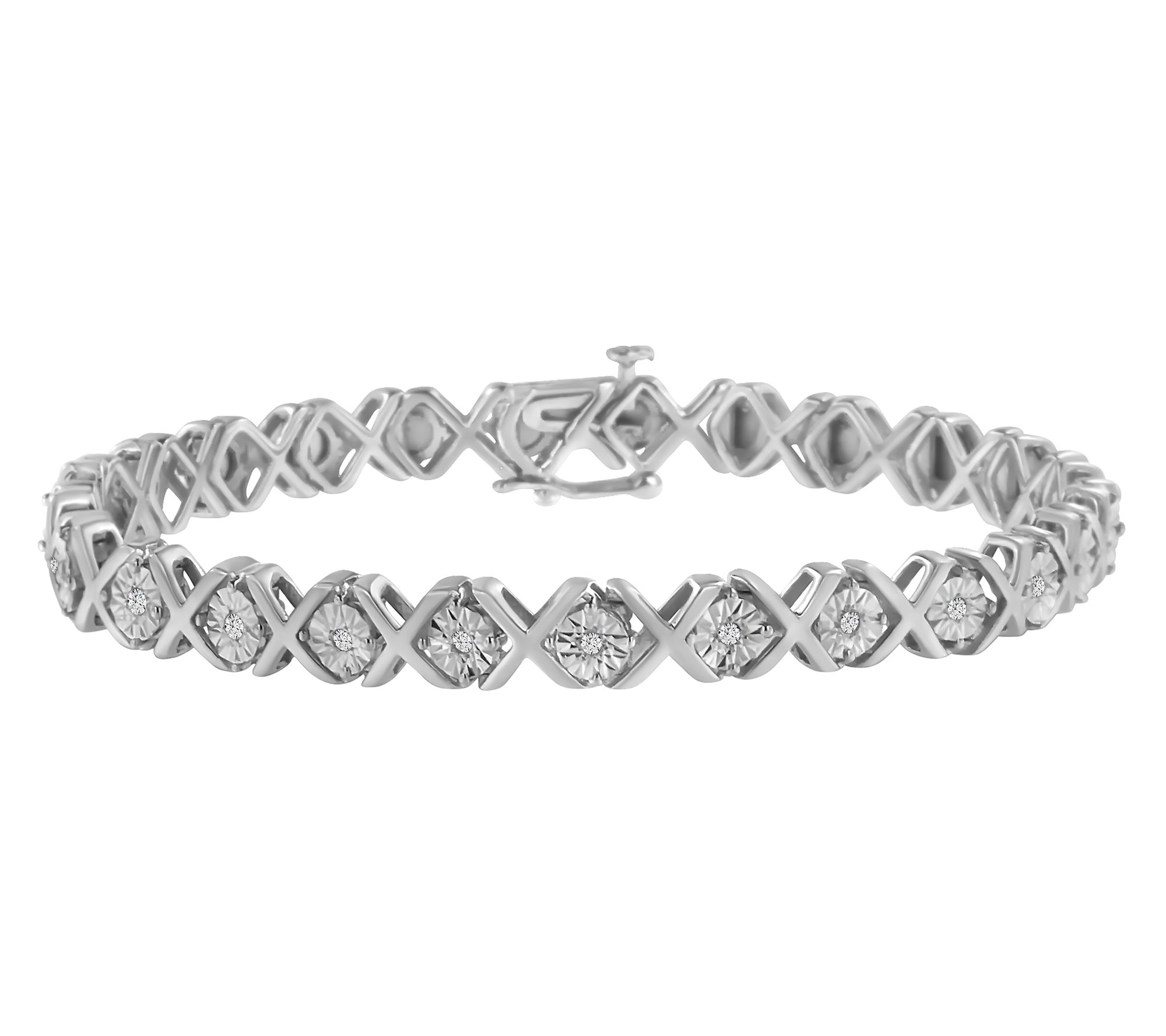 Haus of Brilliance Diamond Accent  "X" Link Bracelet, Sterling