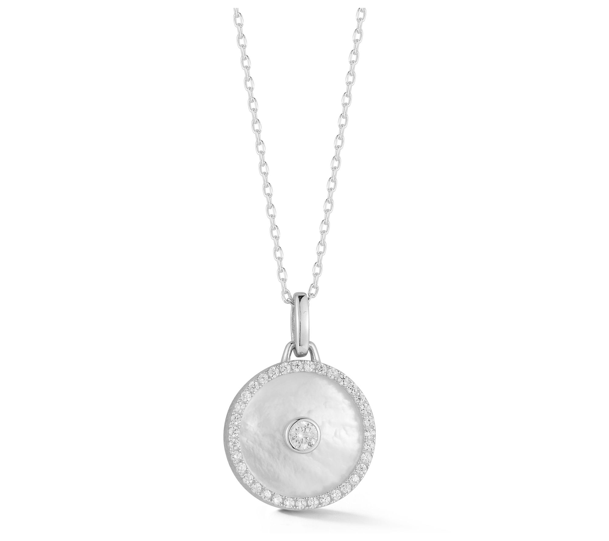 Sterlina Silver Mother of Pearl Pendant w/ Chain, Sterling