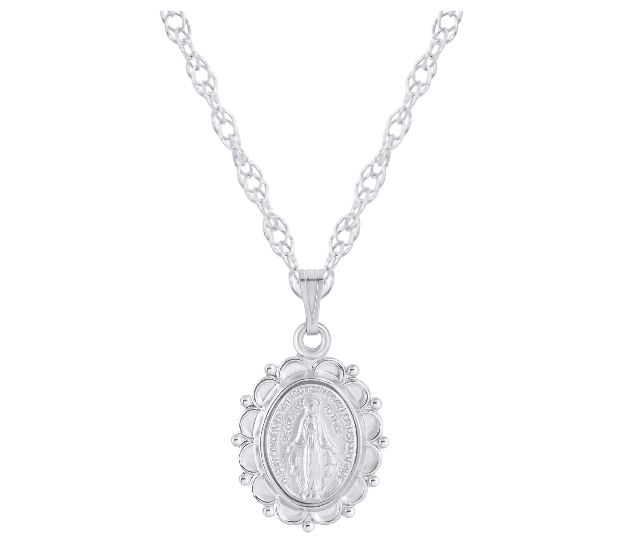 Sterling Silver Oh Mary Conceived Pendant w/ Chain