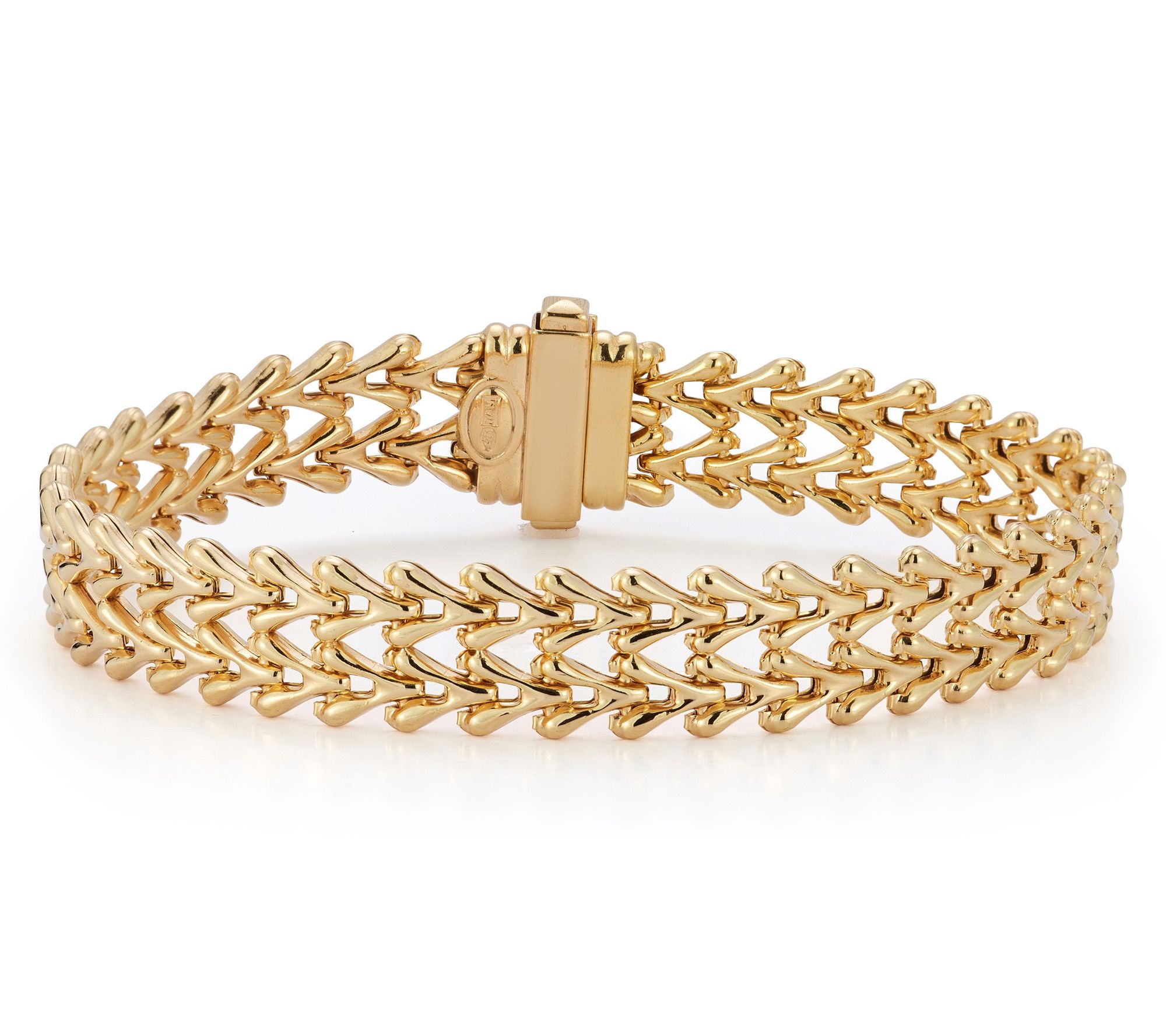 Italian Silver Thin Double Row V-Link Chain Bracelet, Sterling