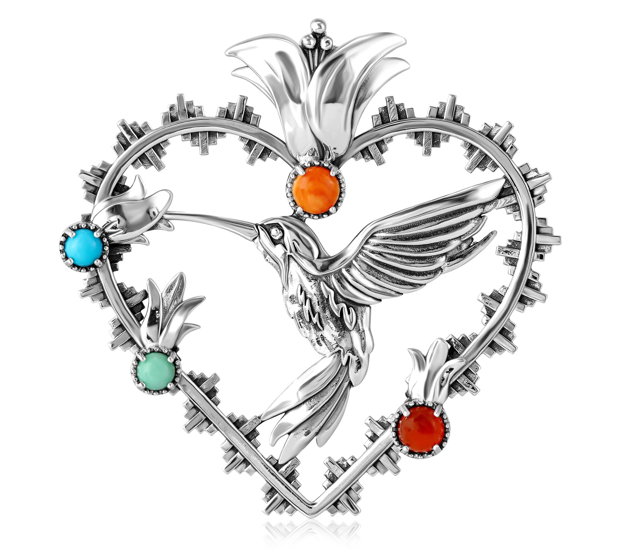 Fritz Casuse Sterling Heart Hummingbird Gemstone Enhancer