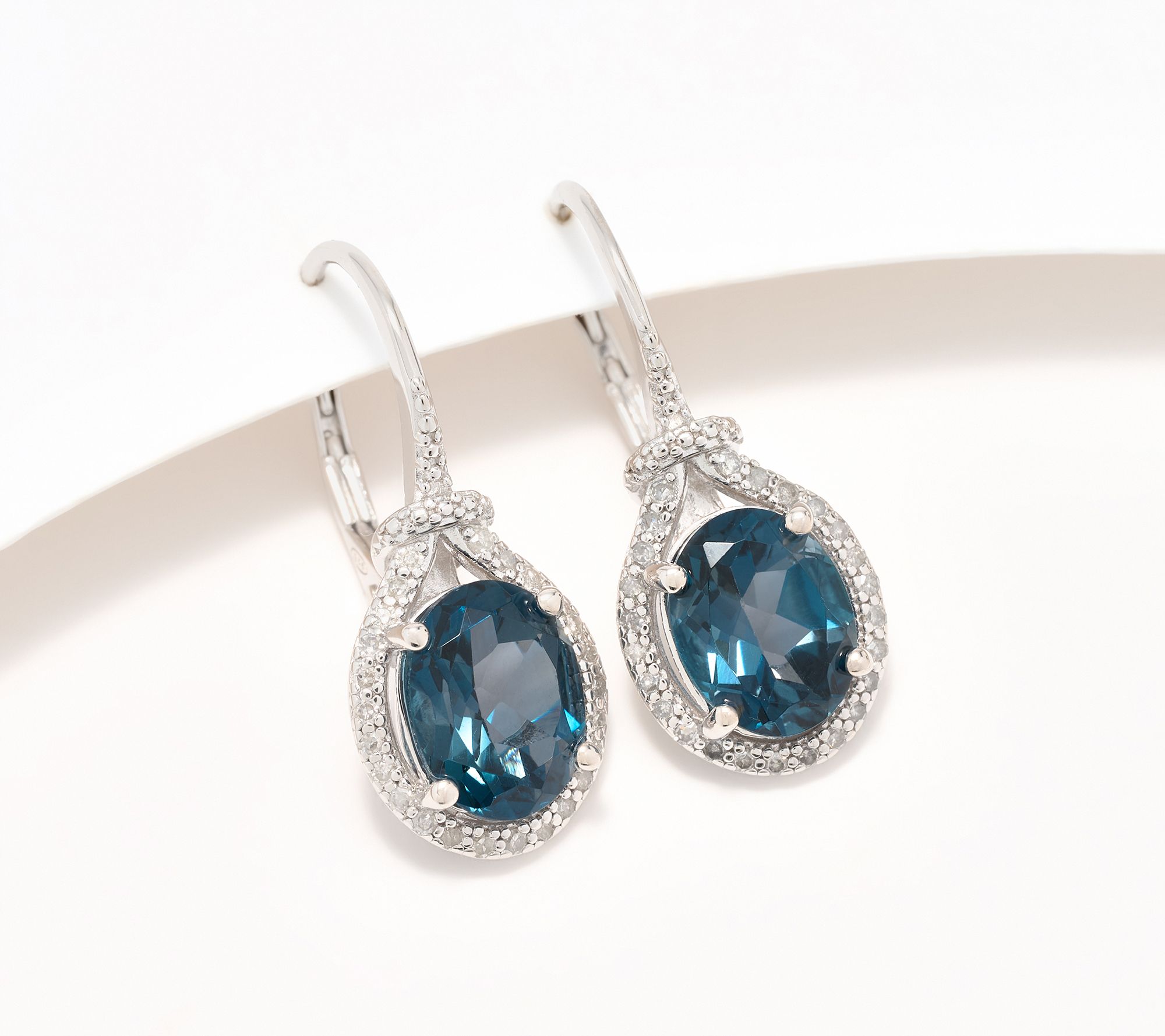 Affinity Gems Oval London Blue Topaz & Diamond Earring Sterling Silver
