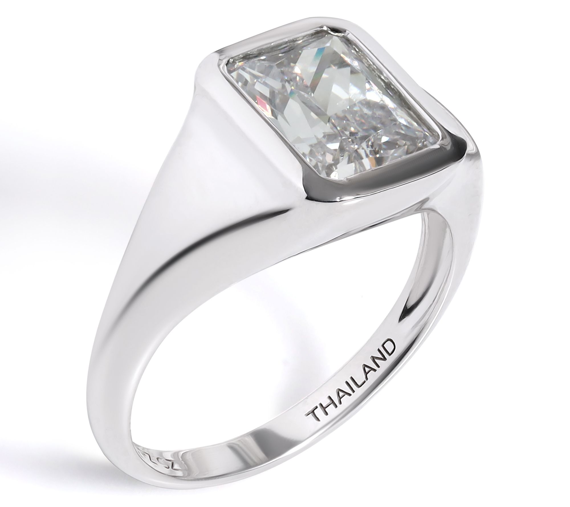 Diamonique Sterling Silver Baguette Gemstone Ring