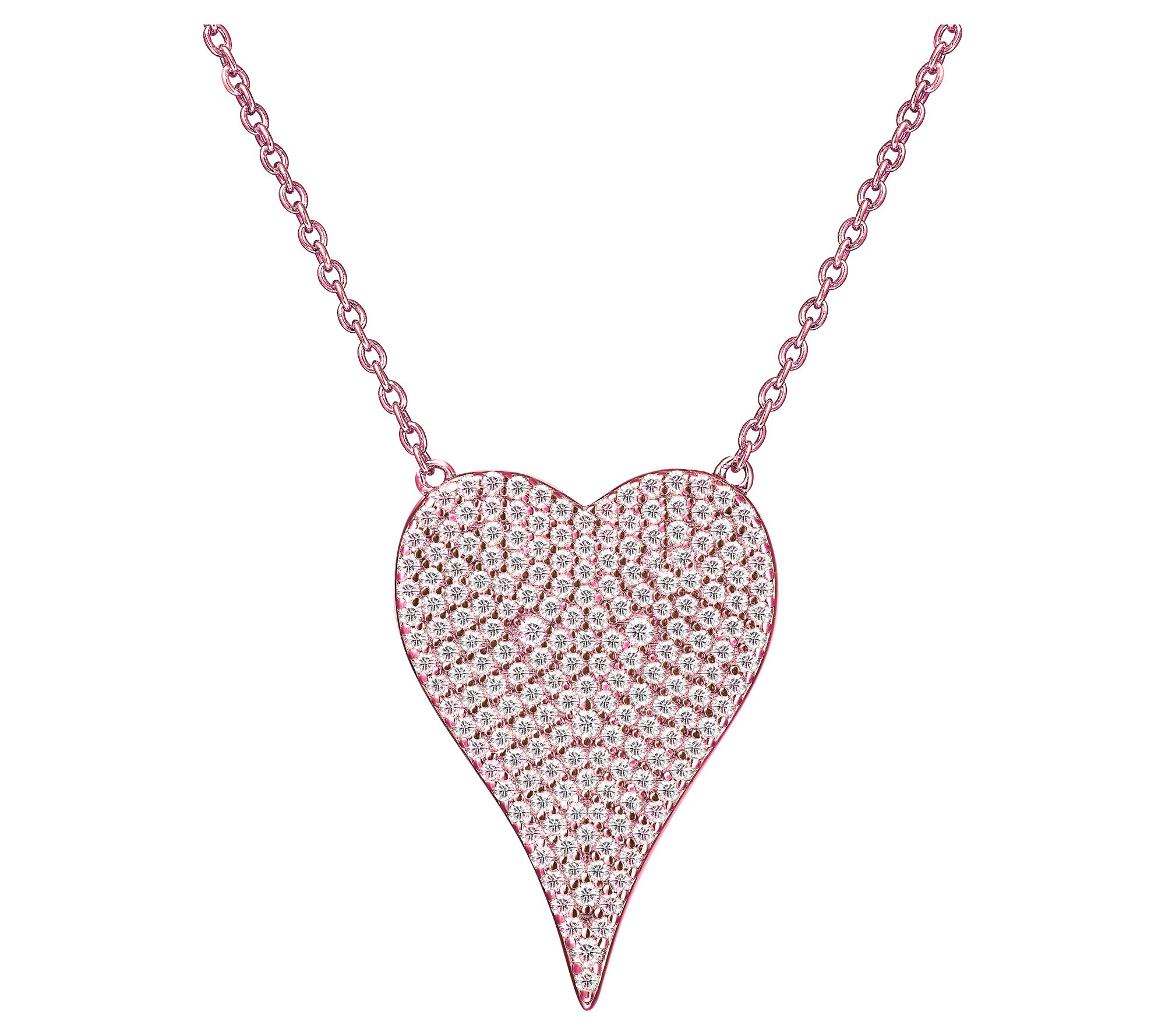 Diamonique x Jennifer Miller Pastel Heart Necklace, Sterling